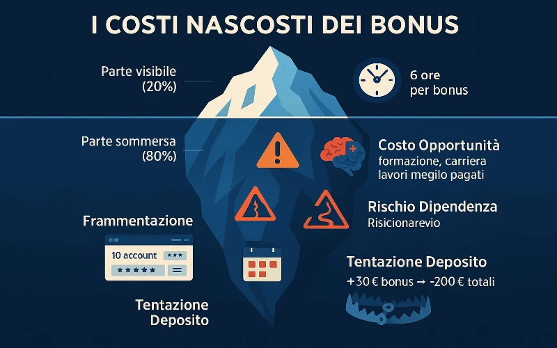 Iceberg dei costi nascosti dei bonus senza deposito - molto più di quanto sembra visibile