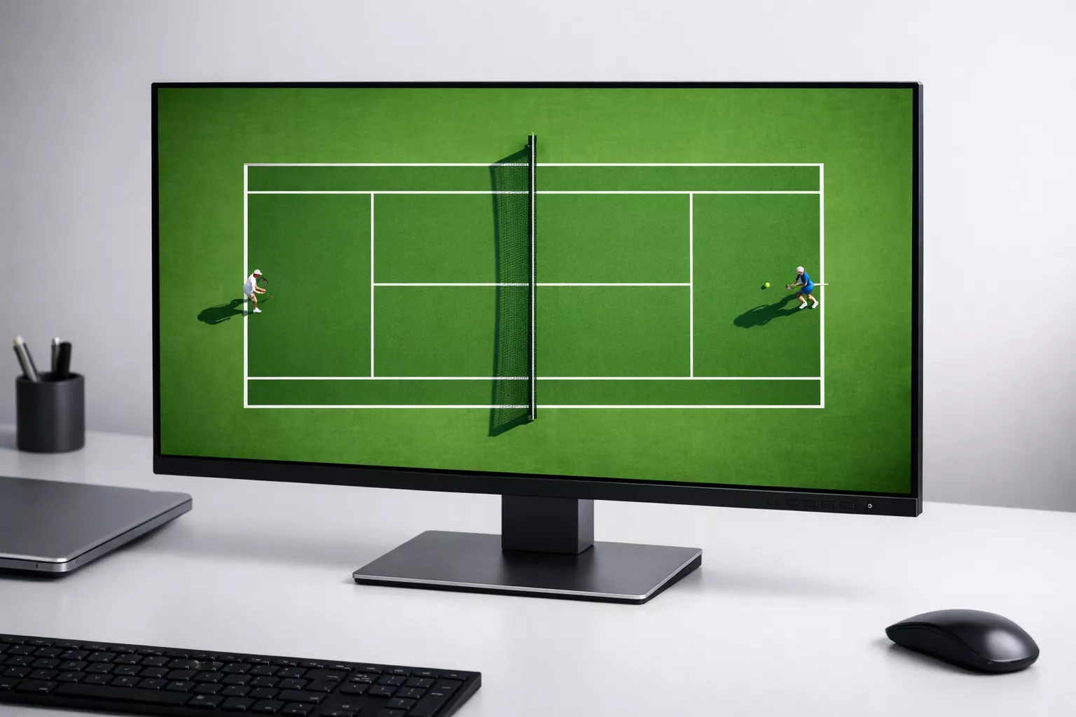 Schermo che mostra una trasmissione sportiva in alta definizione