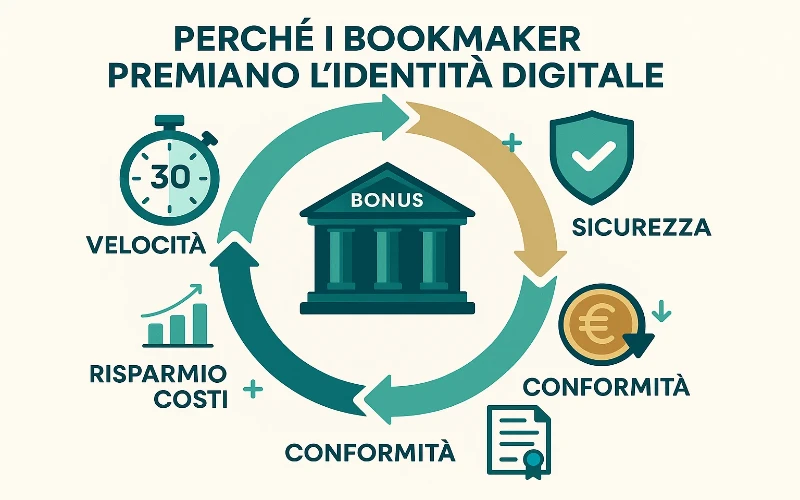 Illustrazione dei vantaggi per i bookmaker che premiano gli utenti che si registrano con SPID e CIE
