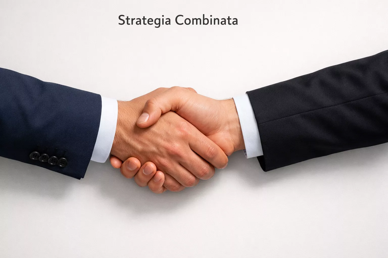 Due mani che si stringono simbolo di collaborazione e combinazione