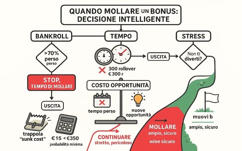 Quando è meglio mollare il bonus - flowchart decisionale per capire quando ritirarsi strategicamente