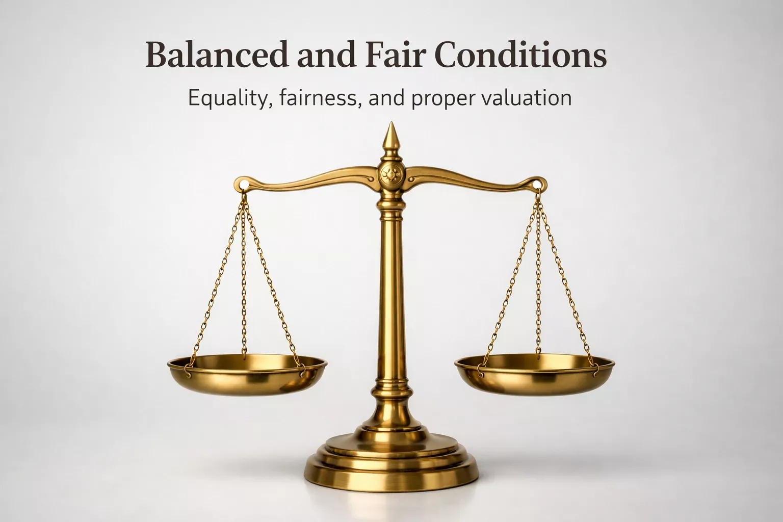 Bilancia in equilibrio che rappresenta il giusto valore