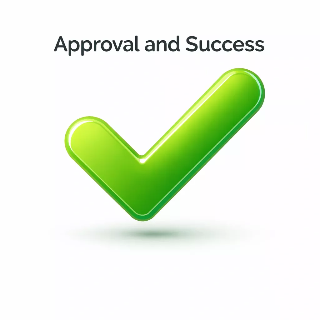Segno di spunta verde che indica approvazione immediata