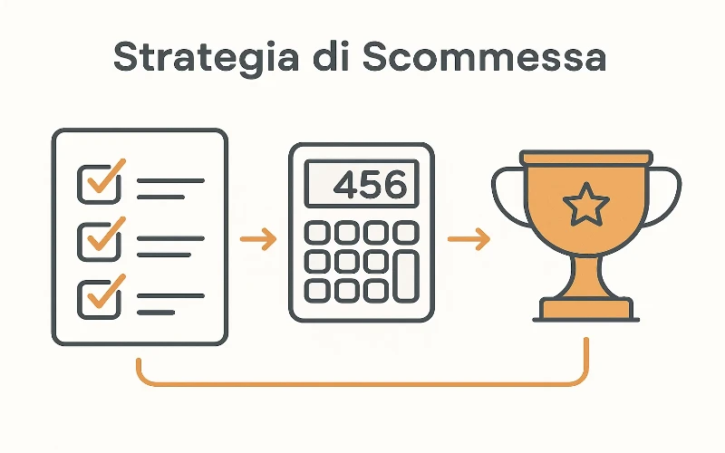 Illustrazione strategia per massimizzare le possibilità con i bonus senza deposito - checklist, calcolatrice e trofeo